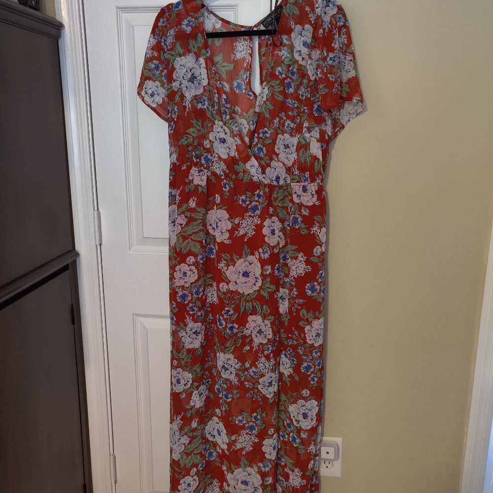 Red floral dress